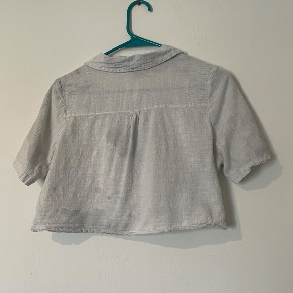 Blanca by Nature Linen Cropped Button Blouse Made in Peru S - Picture 3 of 3